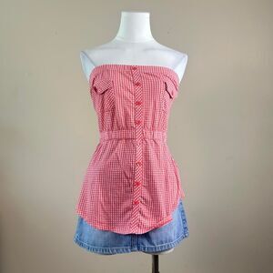 Union Bay Red Plaid Tube Top